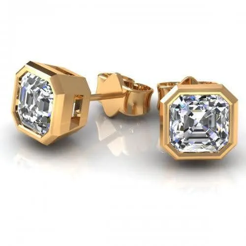 0.25-2.00 CT Ascher Cut Diamonds - Stud Earrings