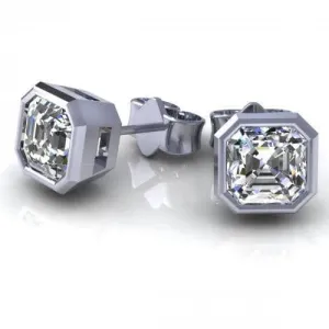 0.25-2.00 CT Ascher Cut Diamonds - Stud Earrings