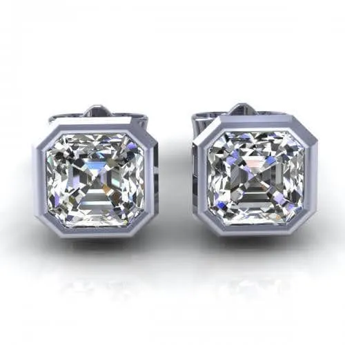 0.25-2.00 CT Ascher Cut Diamonds - Stud Earrings