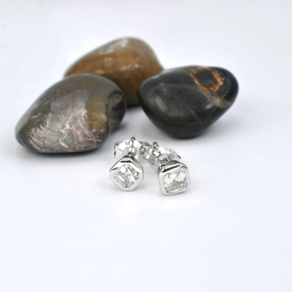 0.25-2.00 CT Ascher Cut Diamonds - Stud Earrings