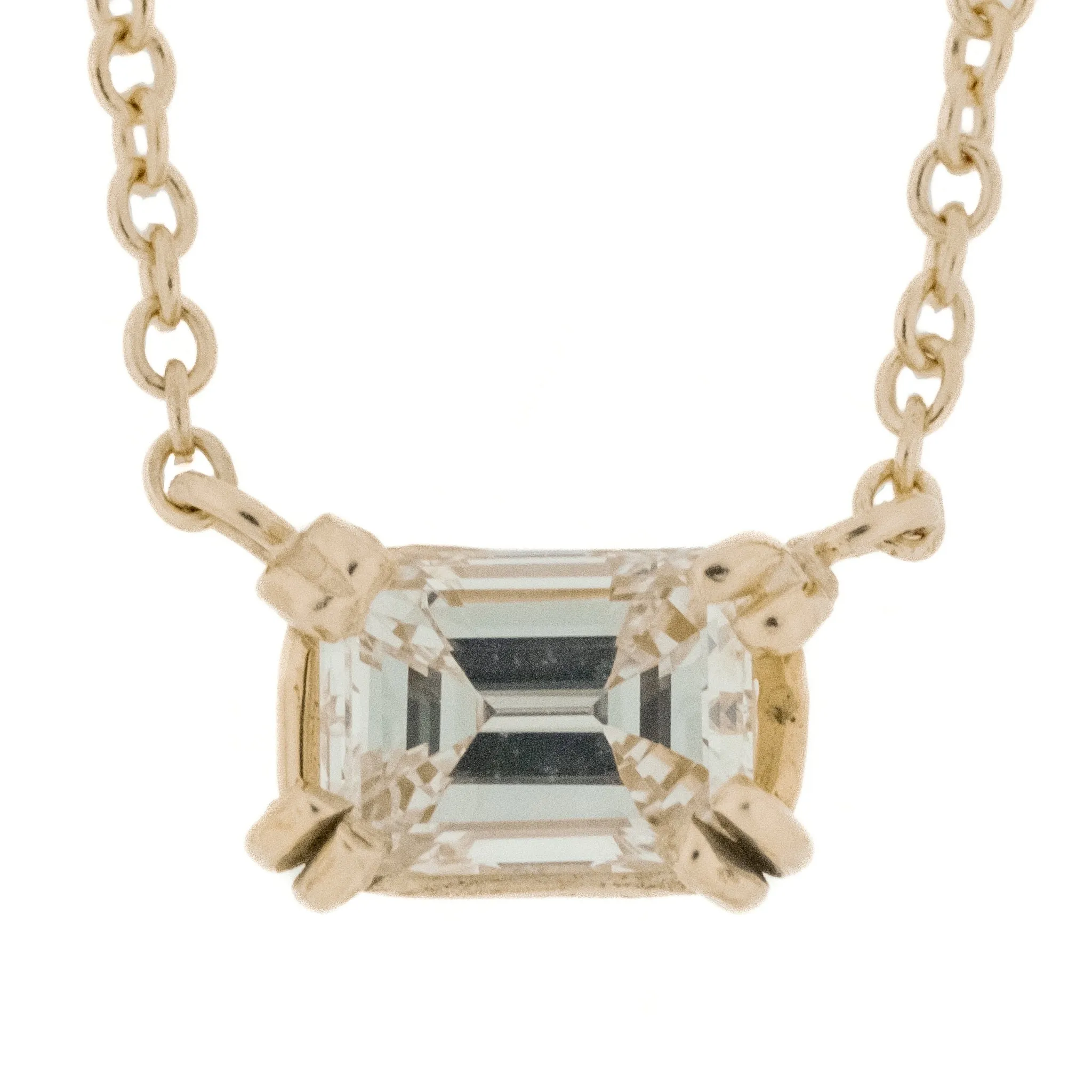 0.41ctw Emerald Cut Diamond Solitaire 16" Necklace in 14K Rose Gold