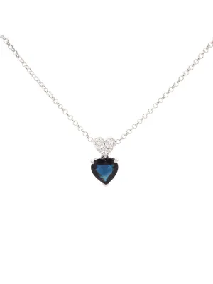 0.86ct Blue Sapphire 18K Gold Heart Necklace