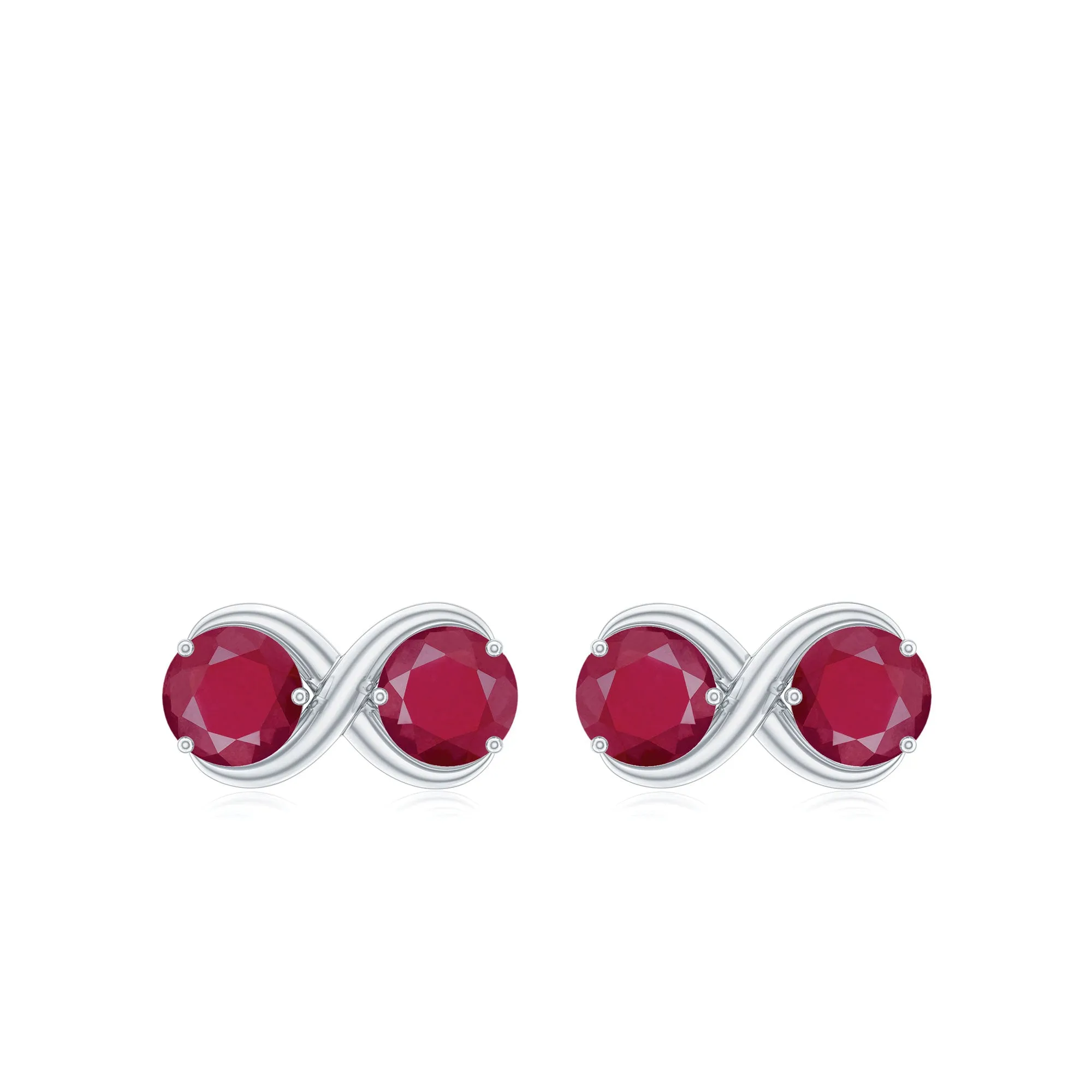 1 CT Simple Ruby Two Stone Infinity Stud Earrings