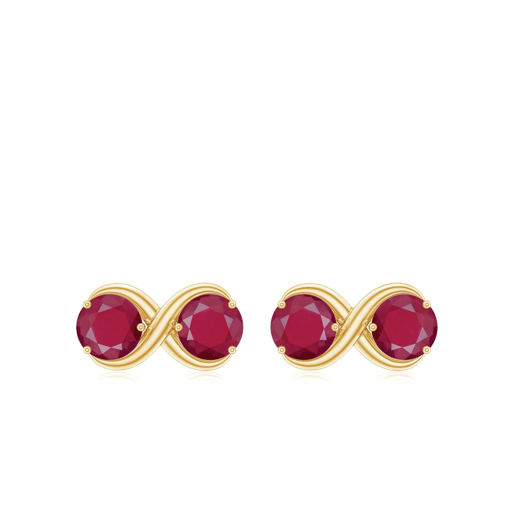 1 CT Simple Ruby Two Stone Infinity Stud Earrings