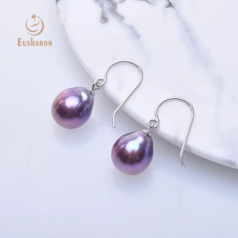 10 Pairs 10-13mm Purple Edison Pearl Earrings with Strong Luster