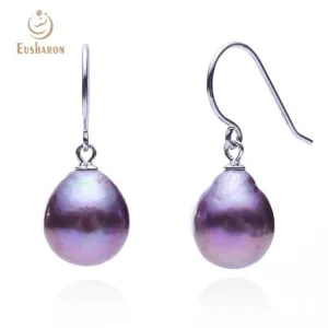 10 Pairs 10-13mm Purple Edison Pearl Earrings with Strong Luster