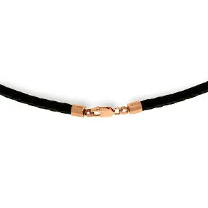 10.8 Carat 14K Solid Rose Gold Leather Necklace Pearl Emerald