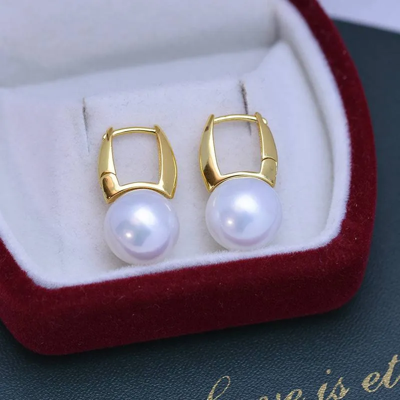 11-12mm Freshwater Pearl & Elegance Hoop Earrings