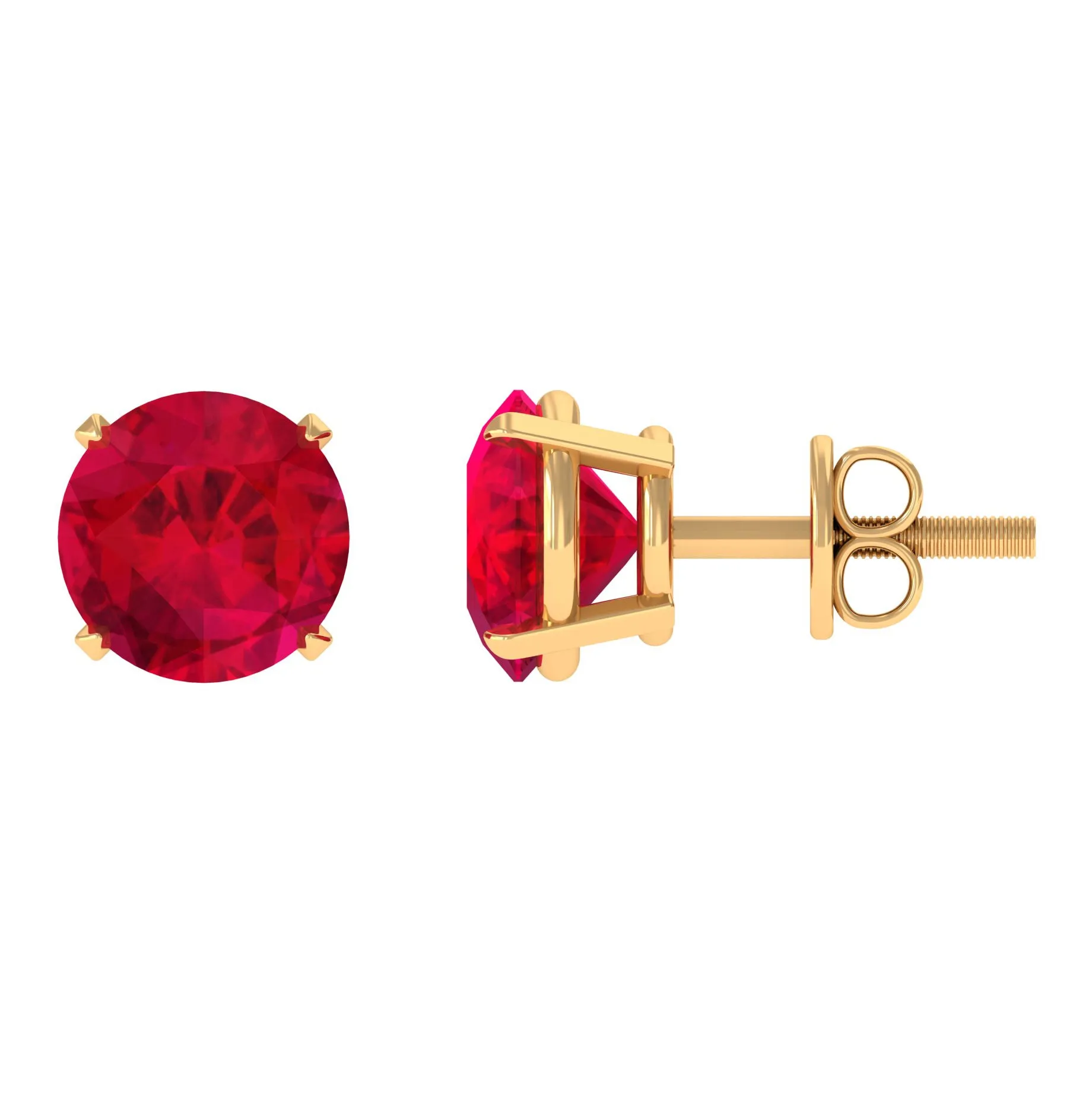 1.25 CT Round Lab Created Ruby Solitaire Stud Earrings