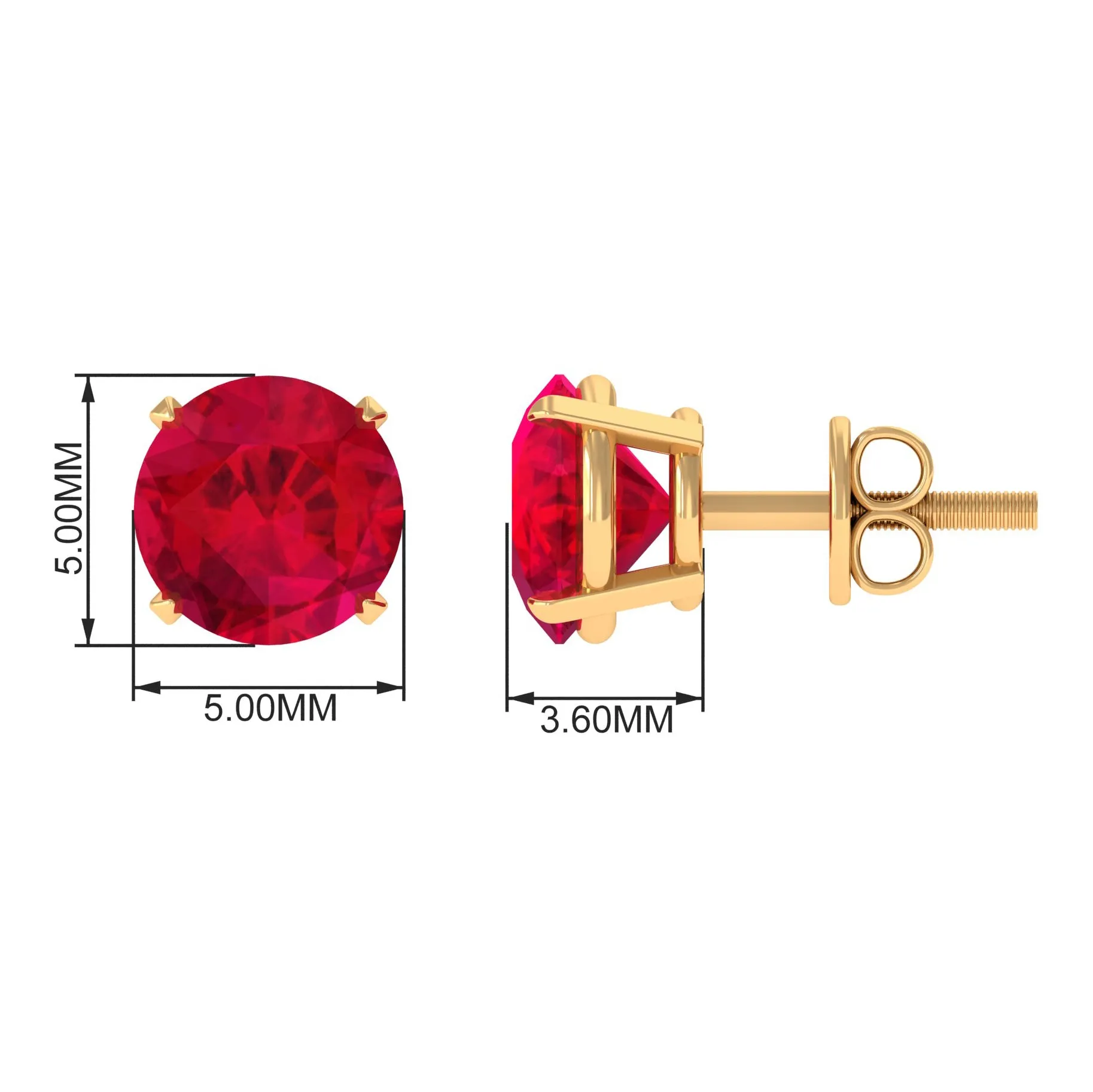 1.25 CT Round Lab Created Ruby Solitaire Stud Earrings