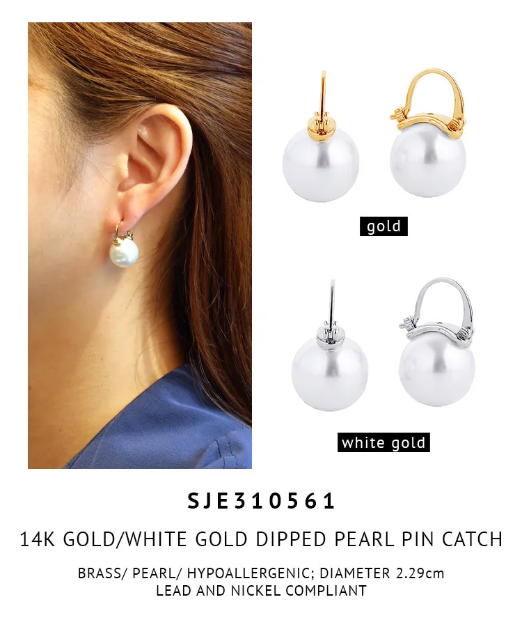 14K Gold Dipped Pearl Pincatch Earrings