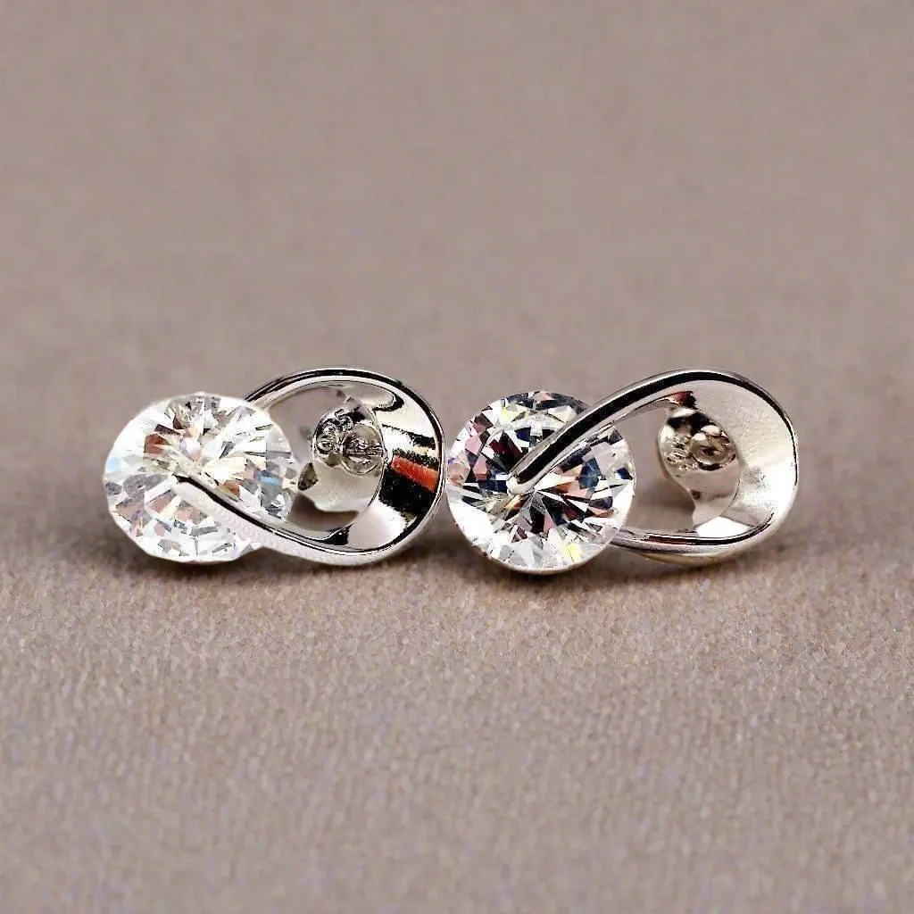 14K Gold Plated Hugging OB Simulated Diamond Cz Stud Earrings for Woman