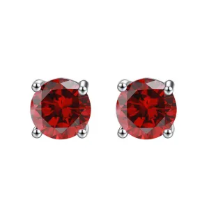 14k White Gold Plated 3 Ct Round Created Ruby Sapphire Stud Earrings