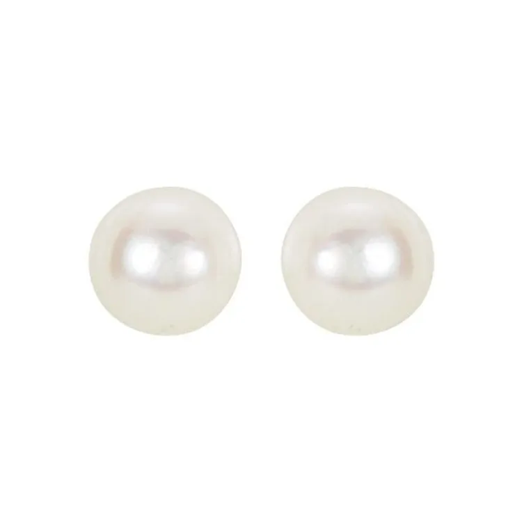 14K Yellow 4 mm Cultured White Akoya Pearl Earrings