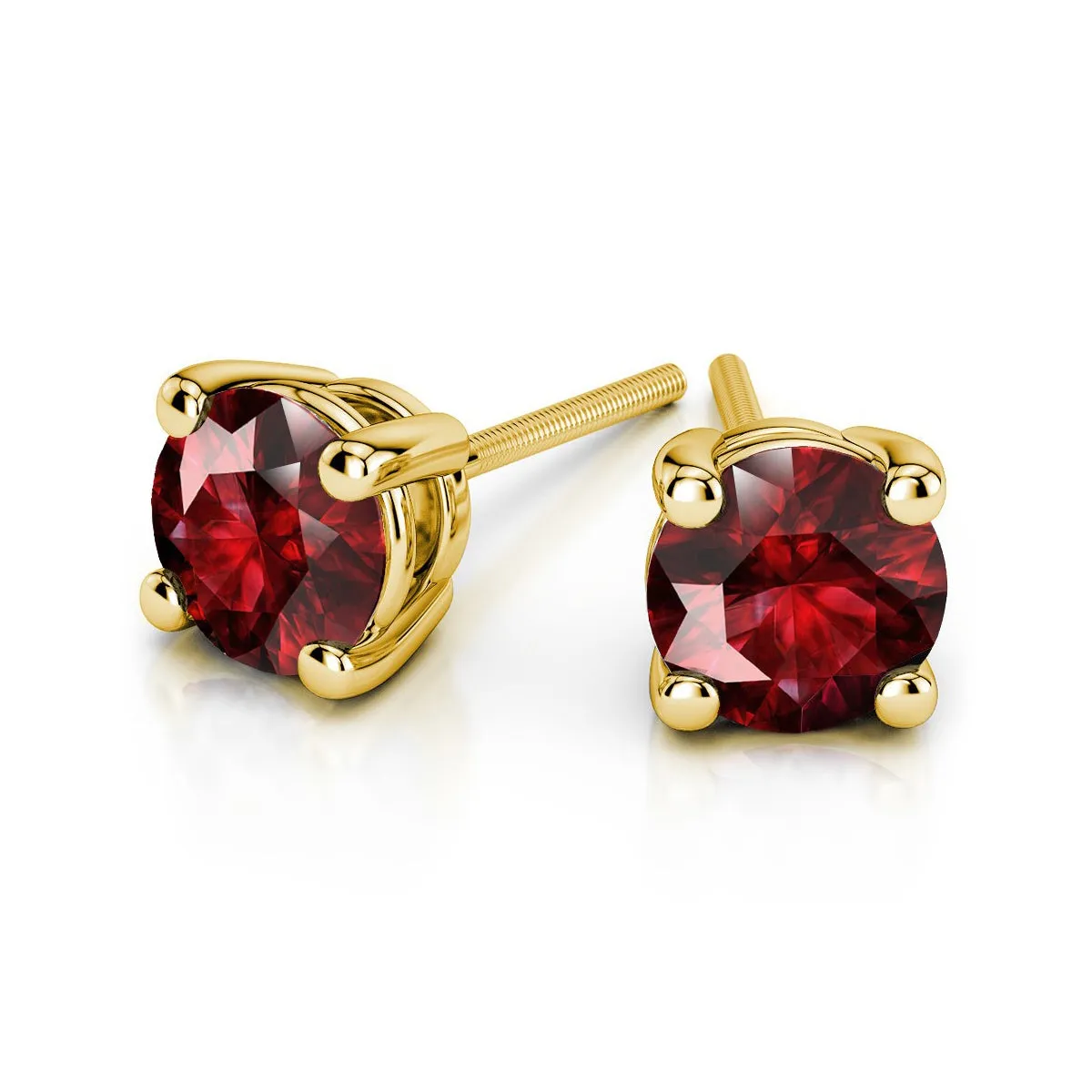 14k Yellow Gold Plated 1/2 Ct Round Created Ruby Stud Earrings