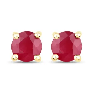 14K Yellow Gold Ruby Earrings Studs