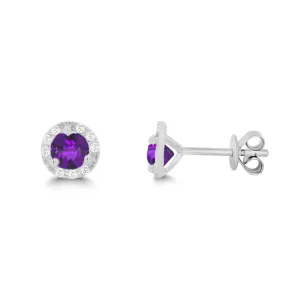 14KW 18D0.08CT,2AM0.50CTDIAMOND/AMETHYST BIRTHSTONE ER  (151E10130AM)