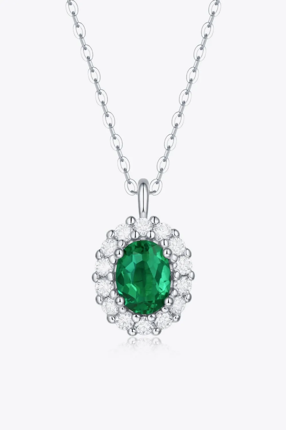 1.5 Carat Lab-Grown Emerald 925 Sterling Silver Necklace