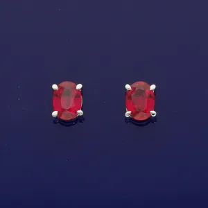 18ct White Gold Oval Ruby Stud Earrings - 5mm