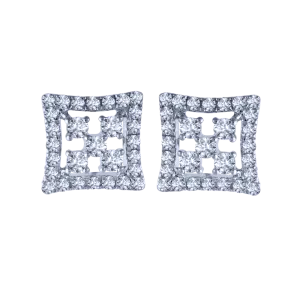 18k Square Diamond Stud Earrings