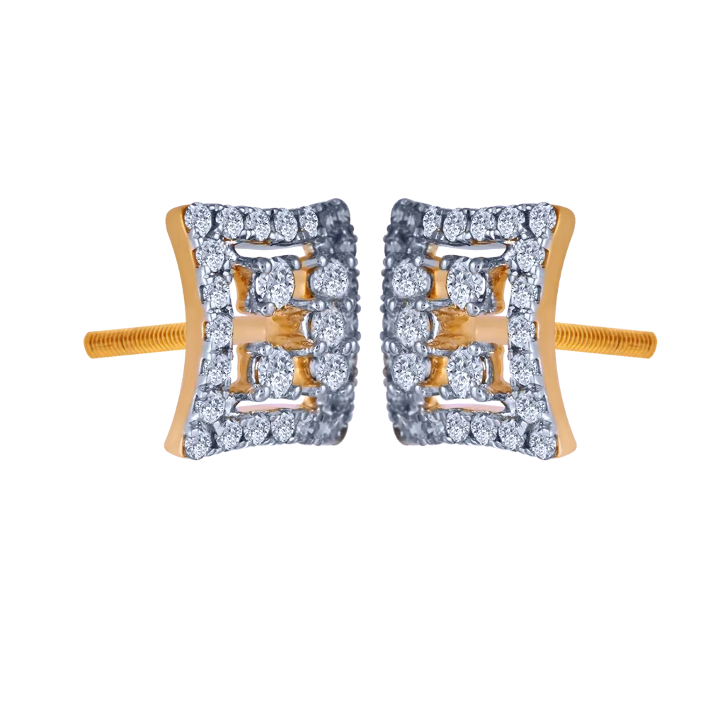 18k Square Diamond Stud Earrings