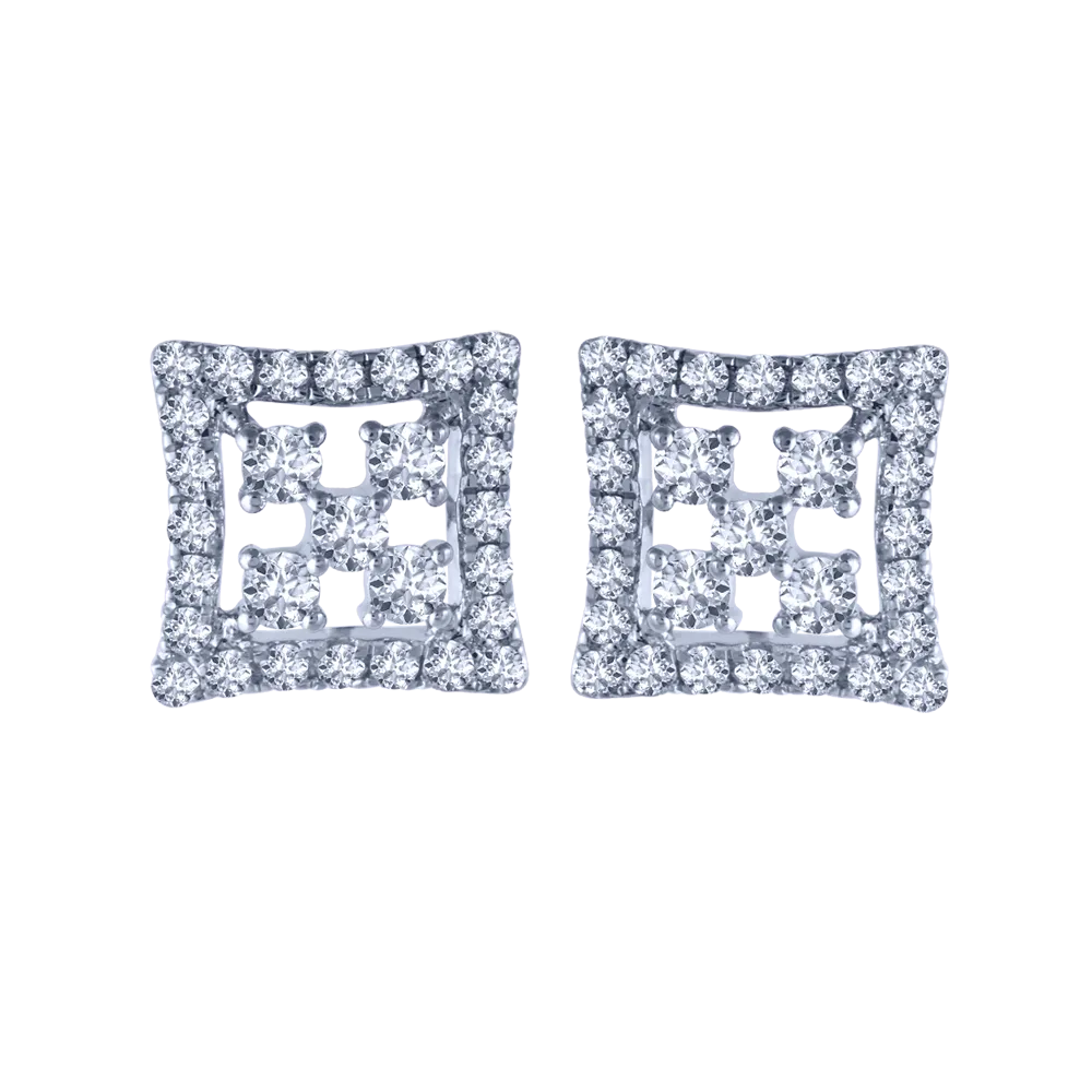 18k Square Diamond Stud Earrings