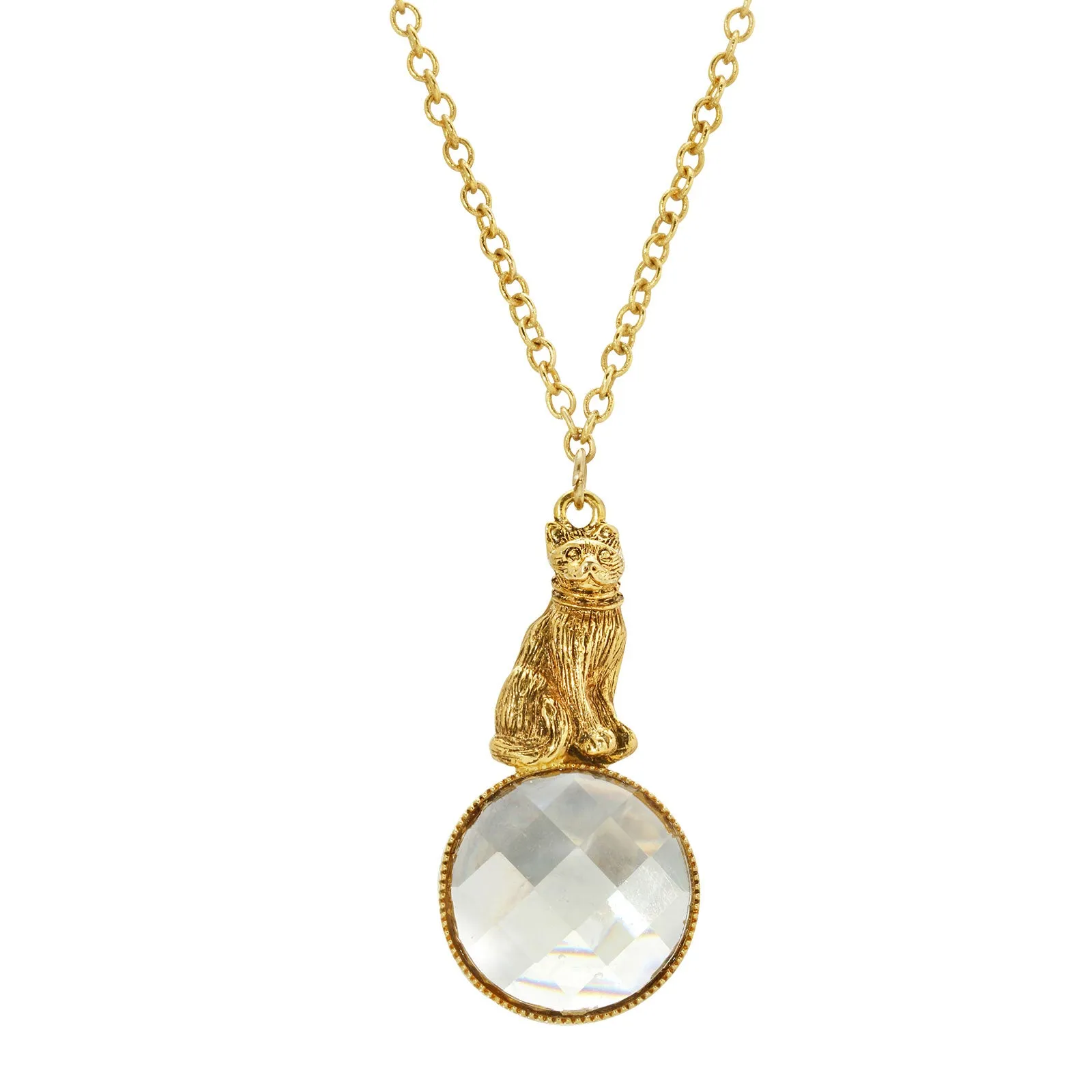 1928 Jewelry&reg; Gold Tone Light Topaz Cat 28 Inches Pendant Necklace