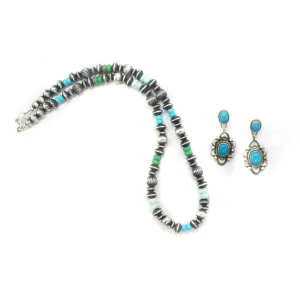 2024 Black Friday - Turquoise Navajo Pearls & Turquoise Earring Set