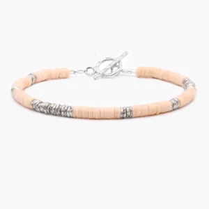 4mm Vinyl Beads "Rodeo" Bracelet (Cream/Silver)