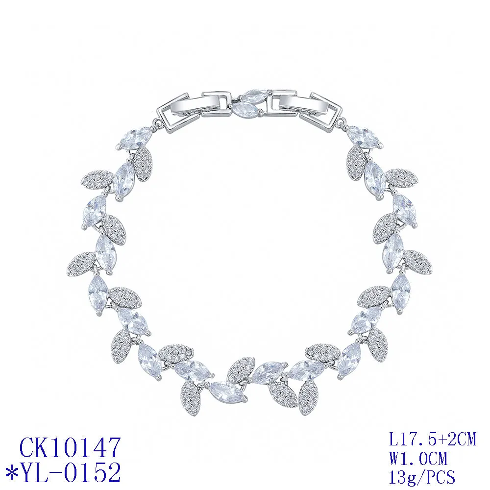 5A Cubic Zirconia Silver Bracelet Chains for Women CK10147