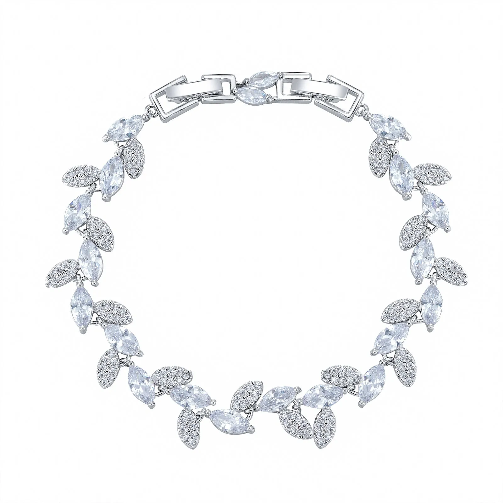 5A Cubic Zirconia Silver Bracelet Chains for Women CK10147