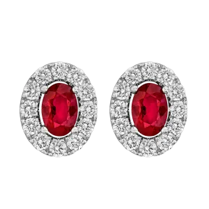 .60CT DIAMOND 1.20CT RUBY EARRING