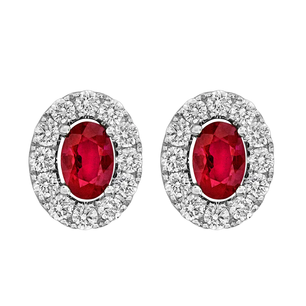 .60CT DIAMOND 1.20CT RUBY EARRING