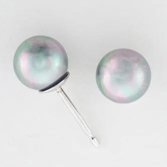 6mm Grey Pearl Earrings