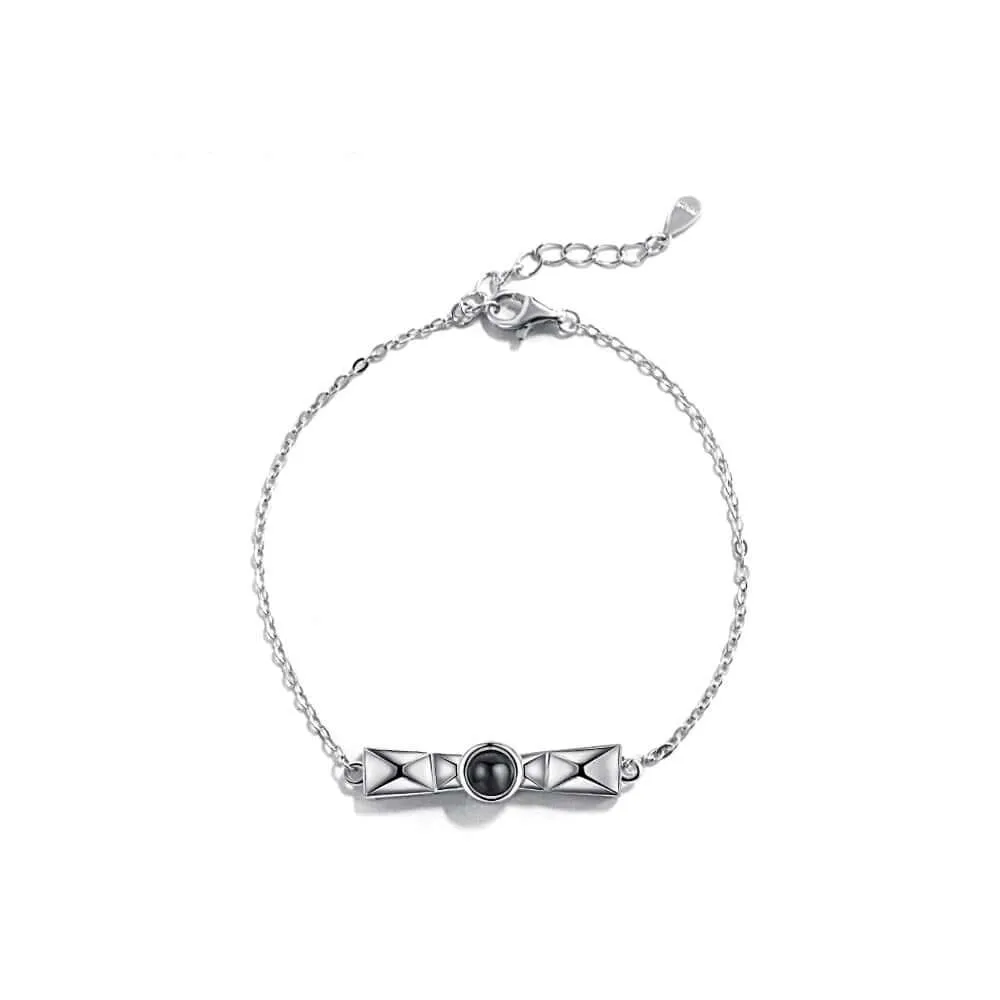 925 Sterling Silver Satellite with Diamonds Felicity Bracelet with Picture Inside