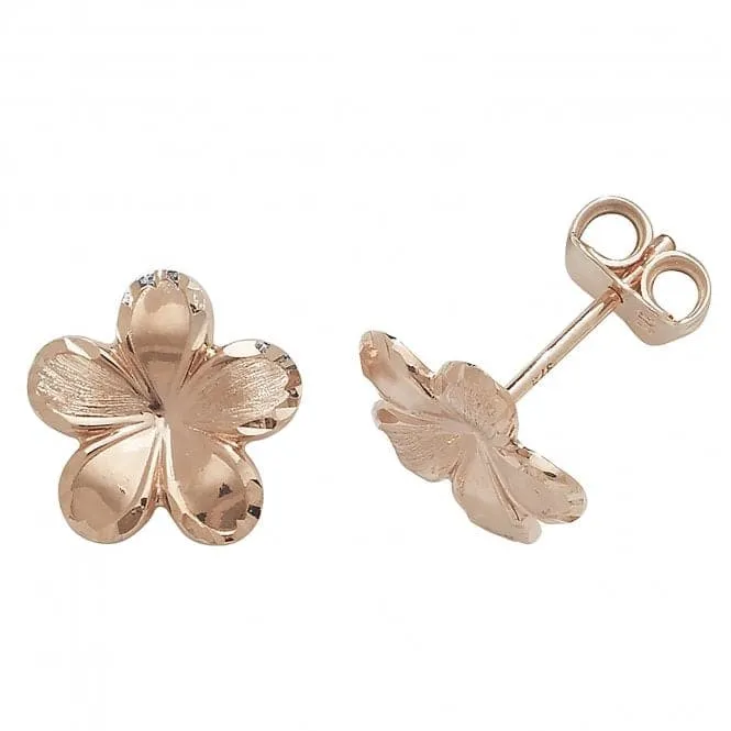 9ct Rose Gold Flower Stud Earrings ES419R