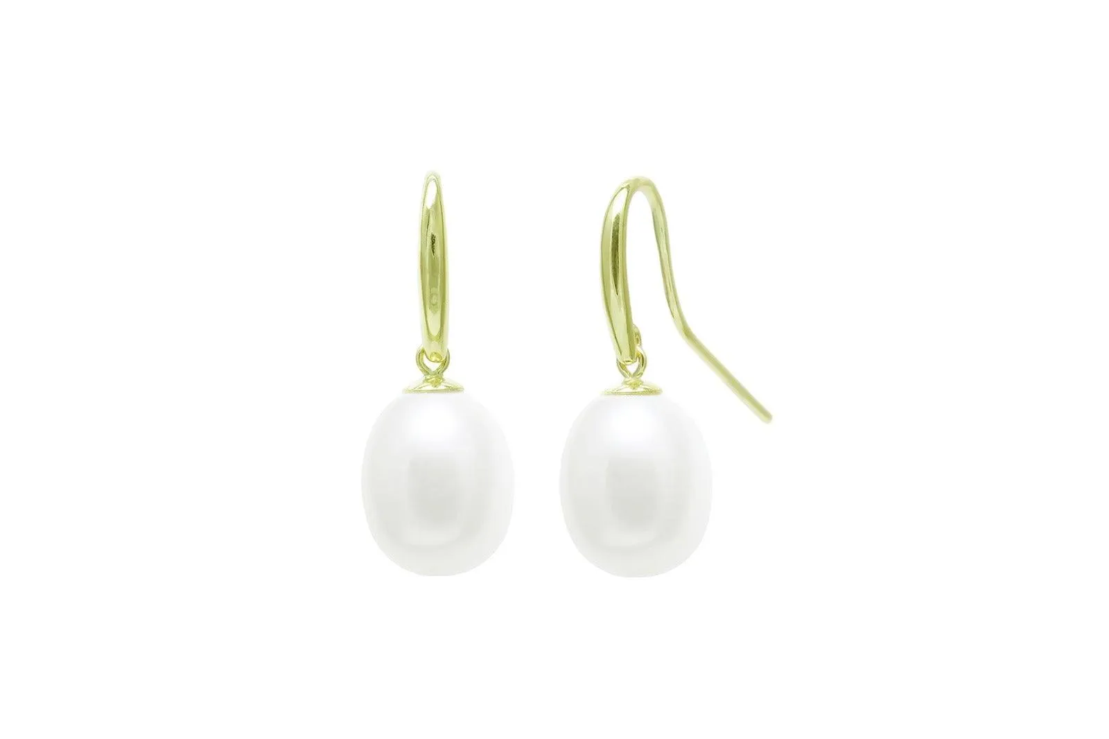 9ct White or Yellow Gold Cultured White River Pearls Drop Earrings