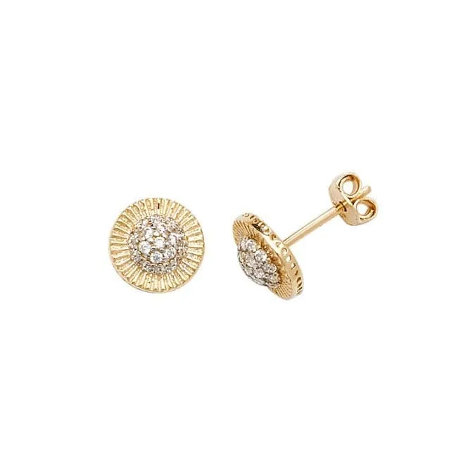 9ct Yellow Gold Round Zirconia Stud Earrings ES564