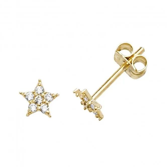 9ct Yellow Gold Zirconia Starfish Stud Earrings ES584