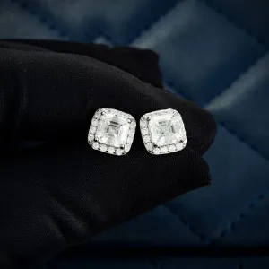 9MM Moissanite Halo Stud Earrings 14K Gold