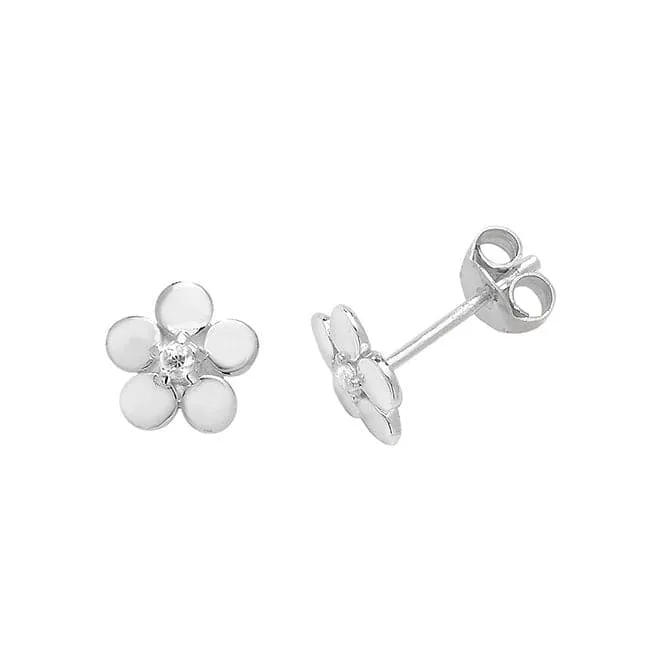 Acotis Silver Stud Earrings Flower Shaped Zirconia G51053