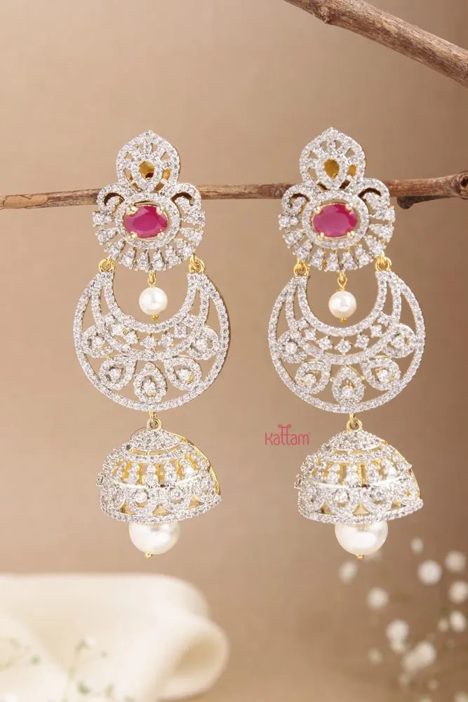 AD Stone Chandbali Ruby Jhumka