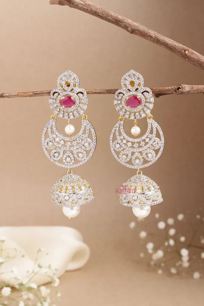 AD Stone Chandbali Ruby Jhumka