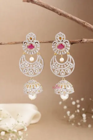 AD Stone Chandbali Ruby Jhumka