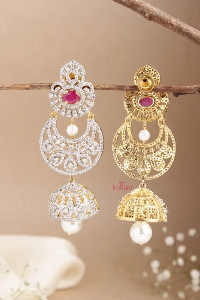 AD Stone Chandbali Ruby Jhumka