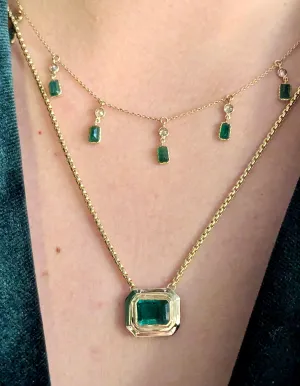 Akari Emerald Necklace, 14k Gold