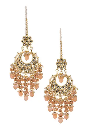 Alloy Kundan Waterfall Stone Earring in Gold and White