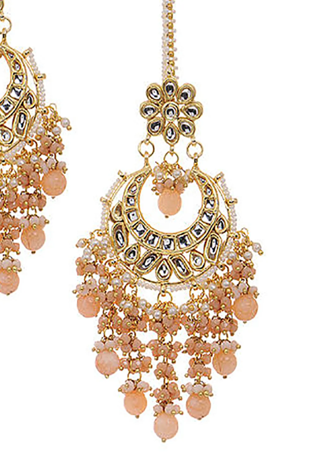 Alloy Kundan Waterfall Stone Earring in Gold and White