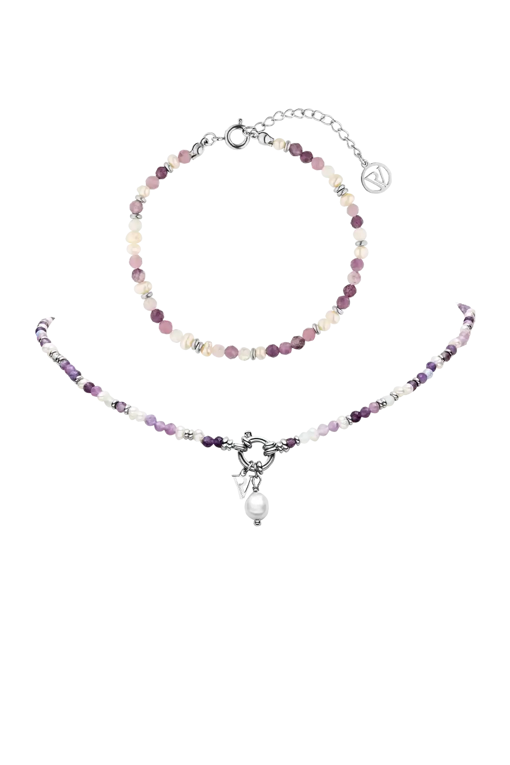 Amalfi Lilac Bead Set Silver