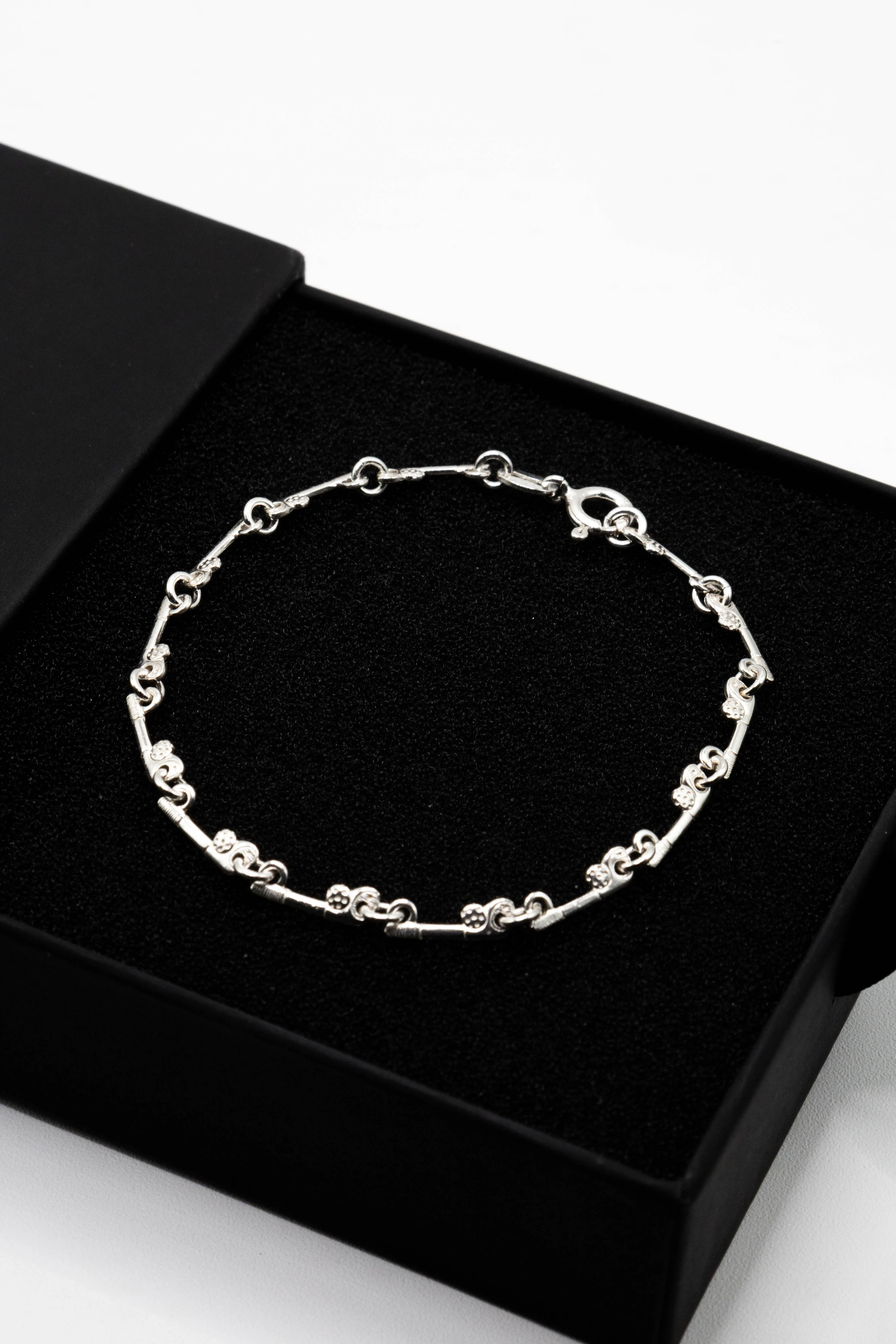 Angela Baguette Stone 925 Sterling Silver Chain Bracelet